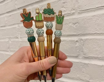 Succulent silicone bead pen / plant pen / plant mom beaded pen / beadable pen / plant lover pen / writing pen / teacher gift pen