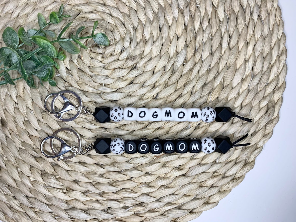 Dog Mom Silicone Bead Keychain / Paw Print Keychain / Mama Paw Etsy