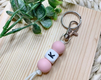 Initial Mini Keychain / Custom Mini Silicone Bead Keychain / Name Keychain / Initial Keychain / Zipper pull / Bag Keychain / One Letter