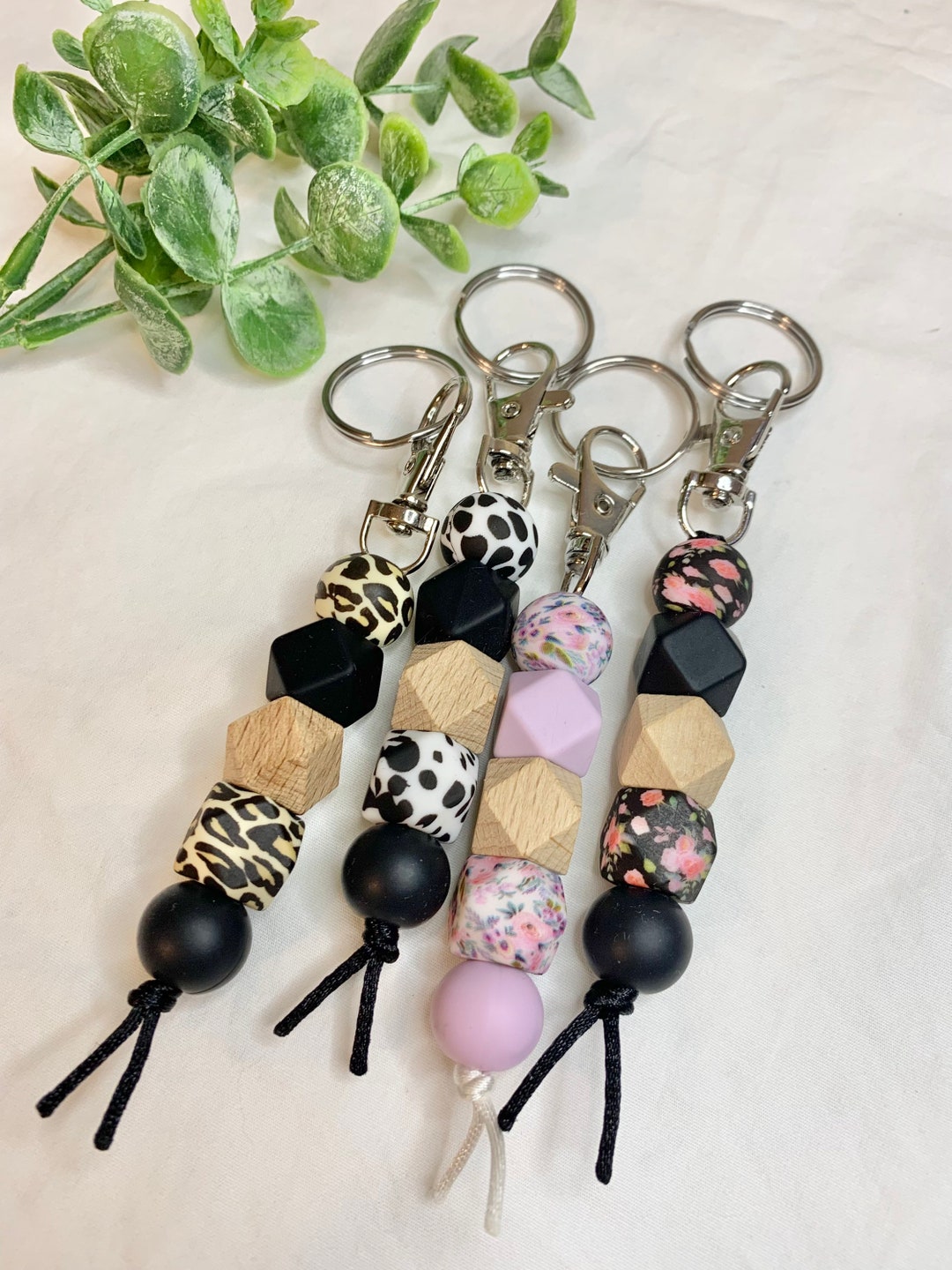 Leopard Print Keychain/ Cow Print Keychain / Floral Print Keychain ...