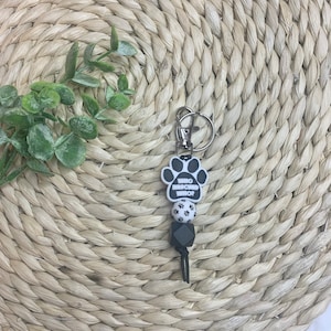 Who Rescued Who? Animal Keychain / Paw Print Mini Keychain / Animal Rescue Keychain / Dog Mom Mini Keychain / Zipper pull / Bag keychain
