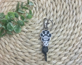 Who Rescued Who? Animal Keychain / Paw Print Mini Keychain / Animal Rescue Keychain / Dog Mom Mini Keychain / Zipper pull / Bag keychain