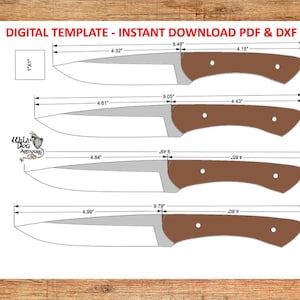 Hunter Knife PDF - DXF Template – Hunting Blade PDF Download, Knife Making Plan