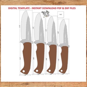 Hunter Knife Printable Template – Hunting Blade PDF Download, Knife Making Plan