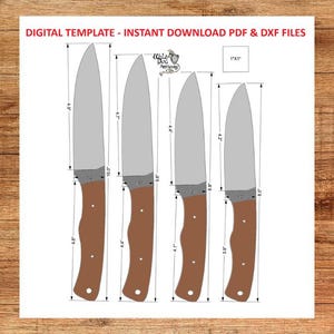 Hunter Knife Printable Template – Hunting Blade PDF & DXF Download, Knife Making Plan