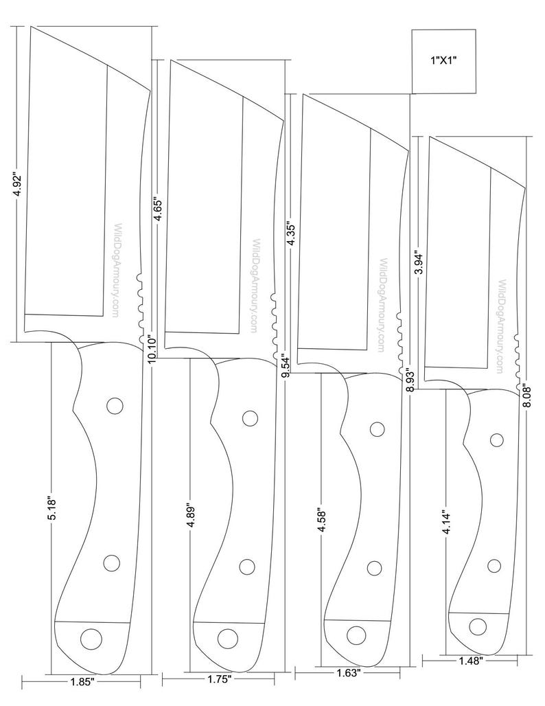 Cleaver Knife Template: Printable Butcher Knife Pattern (PDF, DXF ...