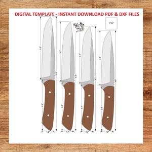 Hunter Knife Design PDF & DXF – Printable Knife Making Pattern, Outdoor Blade Template Download