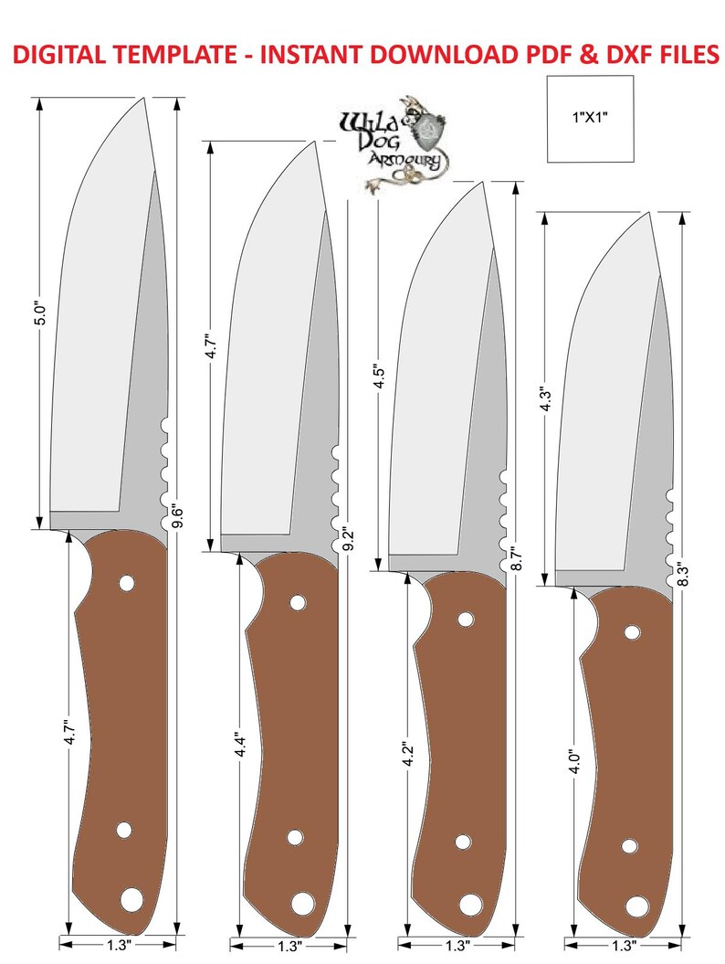 Hunter Knife PDF & DXF Plan – Printable Survival Blade Template, Knife ...