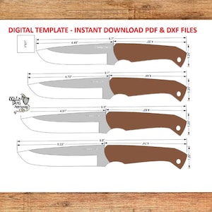 Printable Hunting Knife Template – Hunter Blade Design, DIY Knife Making PDF- DXF Plan