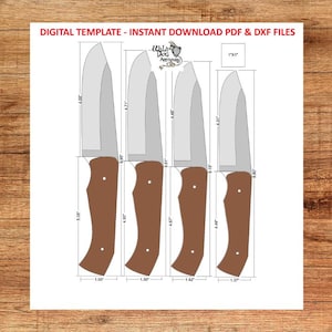 Hunting Knife Template – Digital Download, Printable Knife Pattern, Bushcraft Blade Plan PDF & DXF
