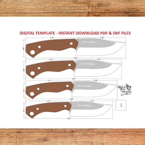 Drop Point Knife Template PDF- DXF – Knife Making Pattern for Bladesmiths