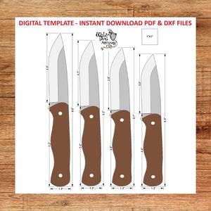 Hunting Knife PDF & DXF Blueprint – Knife Making Template Download, Survival Blade Pattern