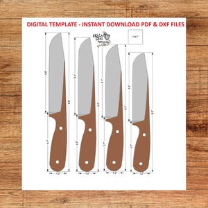 Hunting Knife Plan – Printable Knife Template PDF & DXF, Bushcraft Knife Design Download