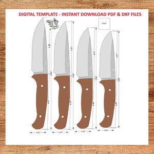 Hunter Knife Plan PDF & DXF – Printable Survival Knife Template, DIY Knife Making Blueprint Download