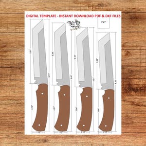 Tanto Knife Template for Stock Removal | Knifemaking Blueprint (Digital Download PDF - DXF)