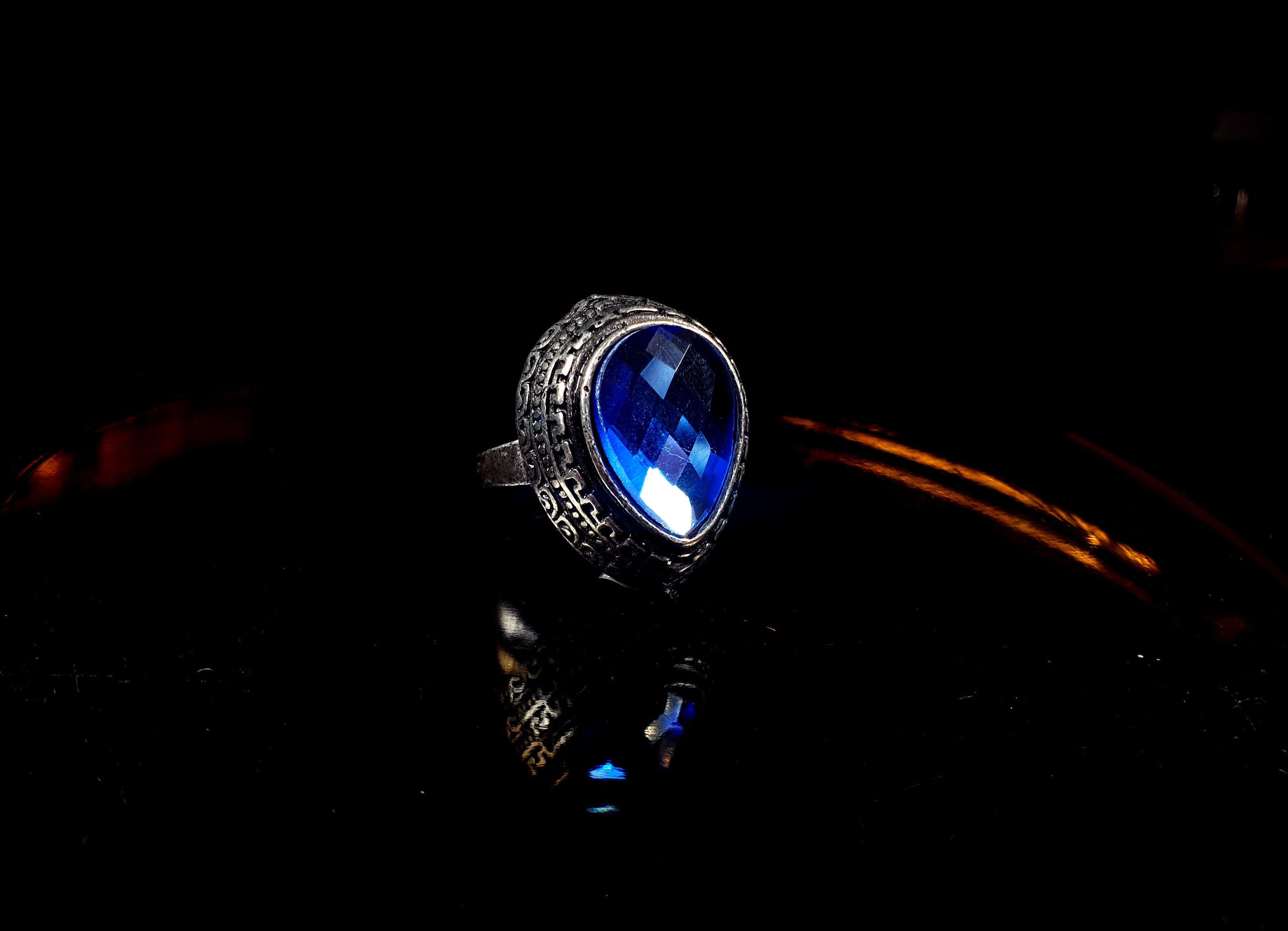 Dark souls Ring. Blue Tearstone Ring. Antique ring for him. Etsy
