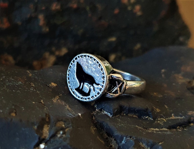 Video game jewellery gift Silver wolf Ring Dark souls ring Dark souls cosplay Men statement signet animal ring Geek birthday gift.