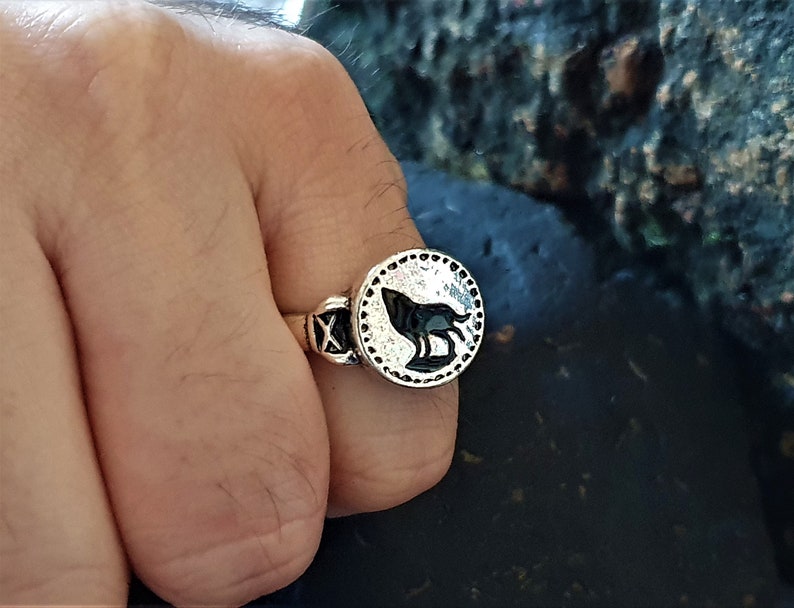 Video game jewellery gift Silver wolf Ring Dark souls ring Dark souls cosplay Men statement signet animal ring Geek birthday gift.