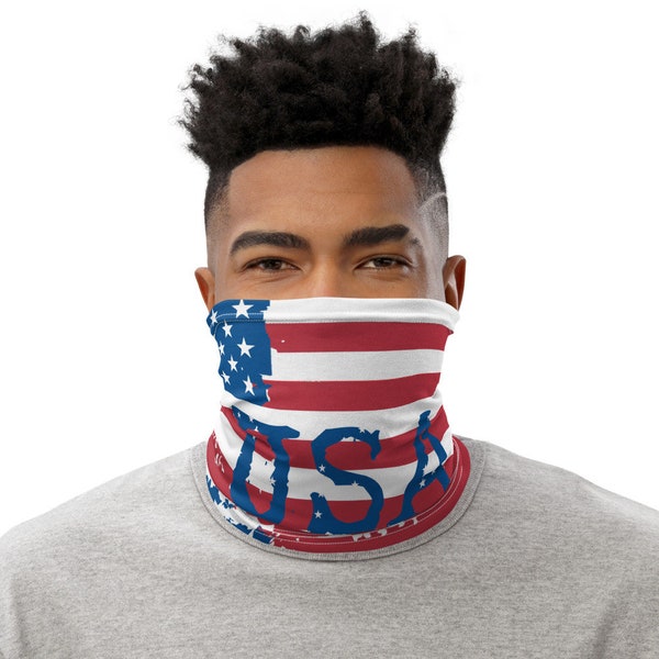 Universal Neck Gaiter- Bandeau d’entraînement - Masque facial -Bandana, bracelet et cache-cou pour femmes et hommes No Slip -Avec imprimé drapeau américain USA