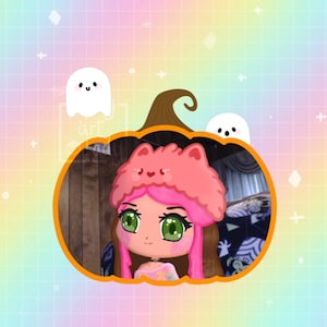 Kawaii Halloween Twitch Animated Webcam Overlay Pumpkin and Ghosts - Cute Webcam Frame