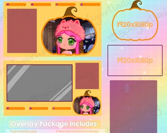 Animerat pumpa Halloween Twitch-överläggspaket