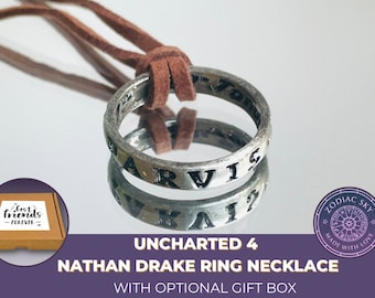 Personalised jewellery gift box: Uncharted 4 ring necklace | Nathan Drake cosplay | Sic Parvis Magna | Greatness from small beginnings