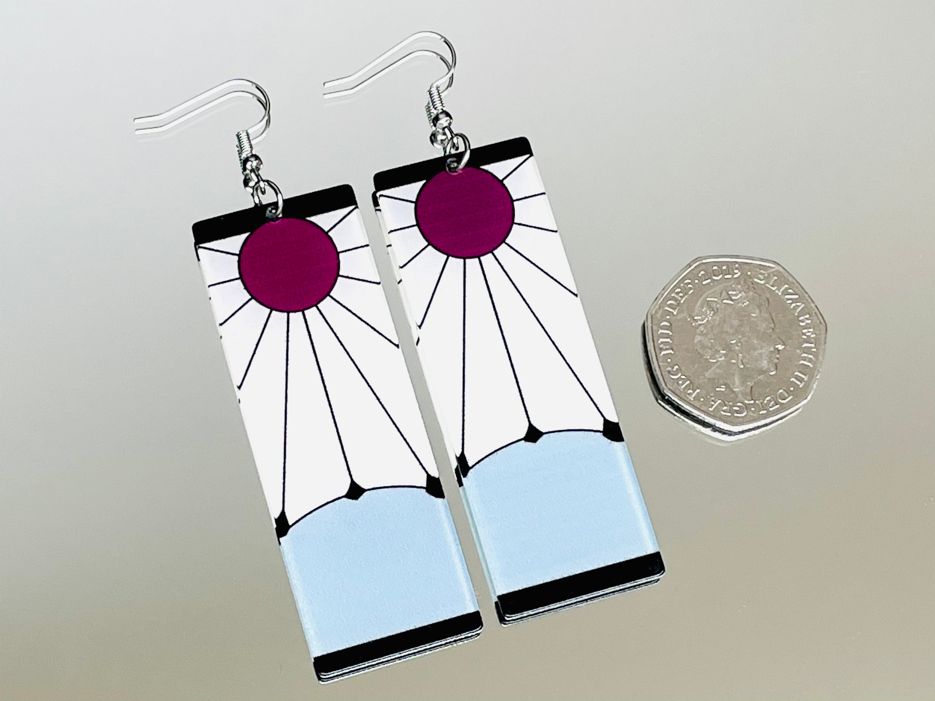 Hanafuda earrings Tanjiro Kamado Japanese Anime Demon Slayer Etsy