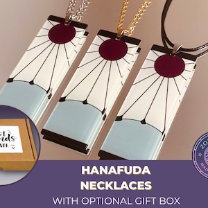 Personalised anime jewellery gift box:  Japanese Anime Hanafuda pendant necklace Cosplay Manga lightweight acrylic Anime gift UK seller
