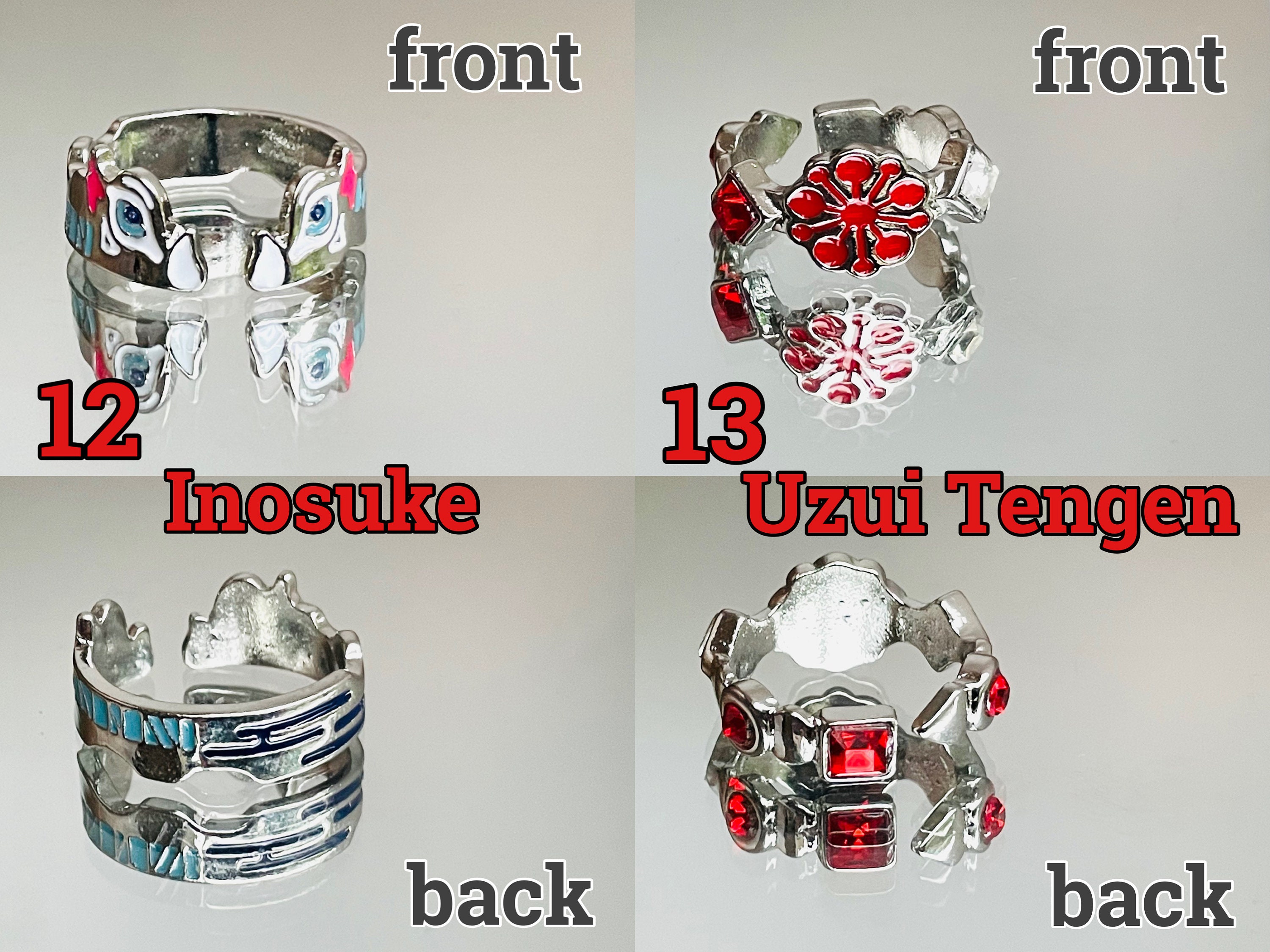 Personalised Anime Jewellery Gift Box: Demon Anime Adjustable Rings ...