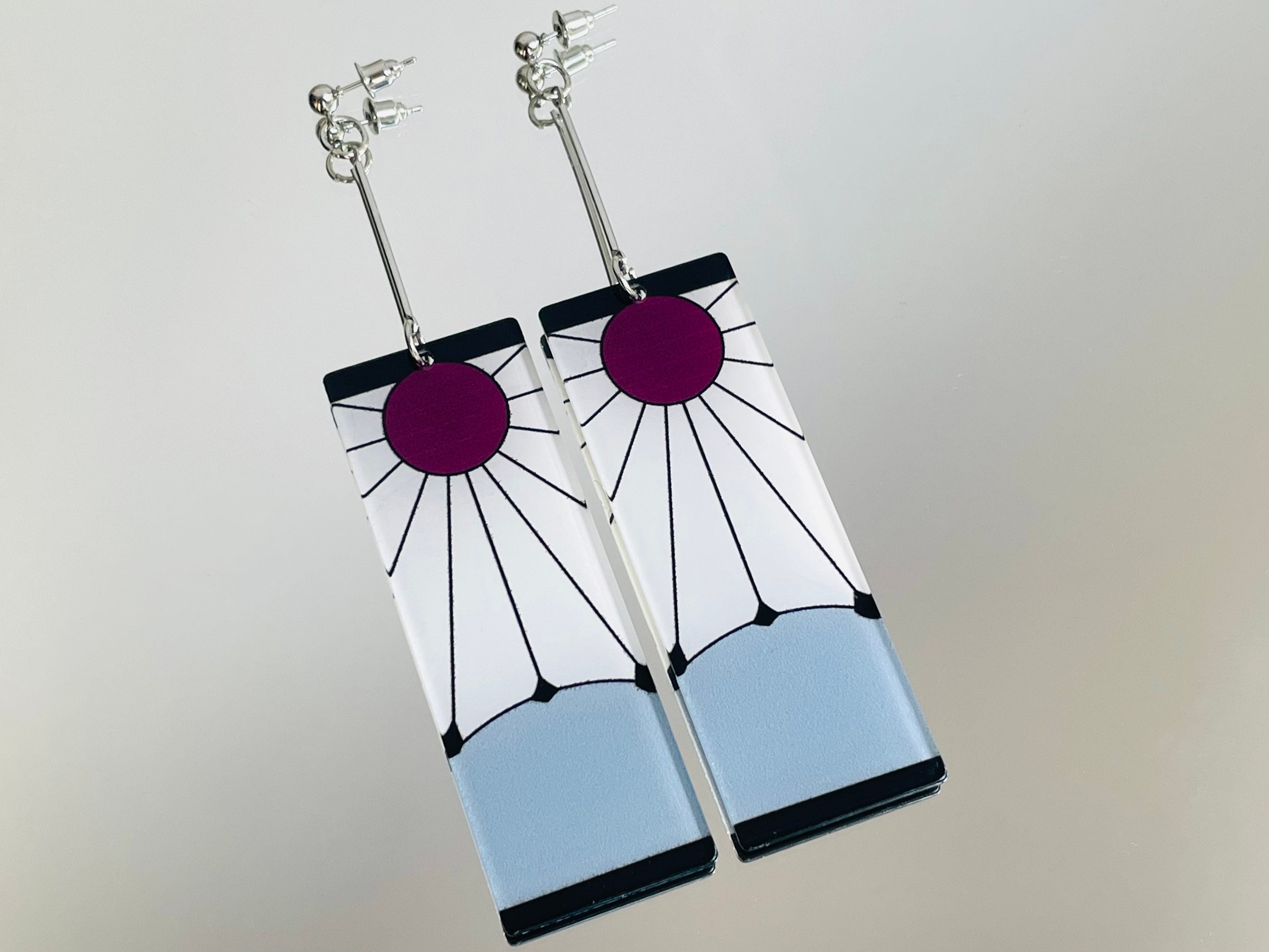Hanafuda earrings Tanjiro Kamado Japanese Anime Demon Slayer Etsy