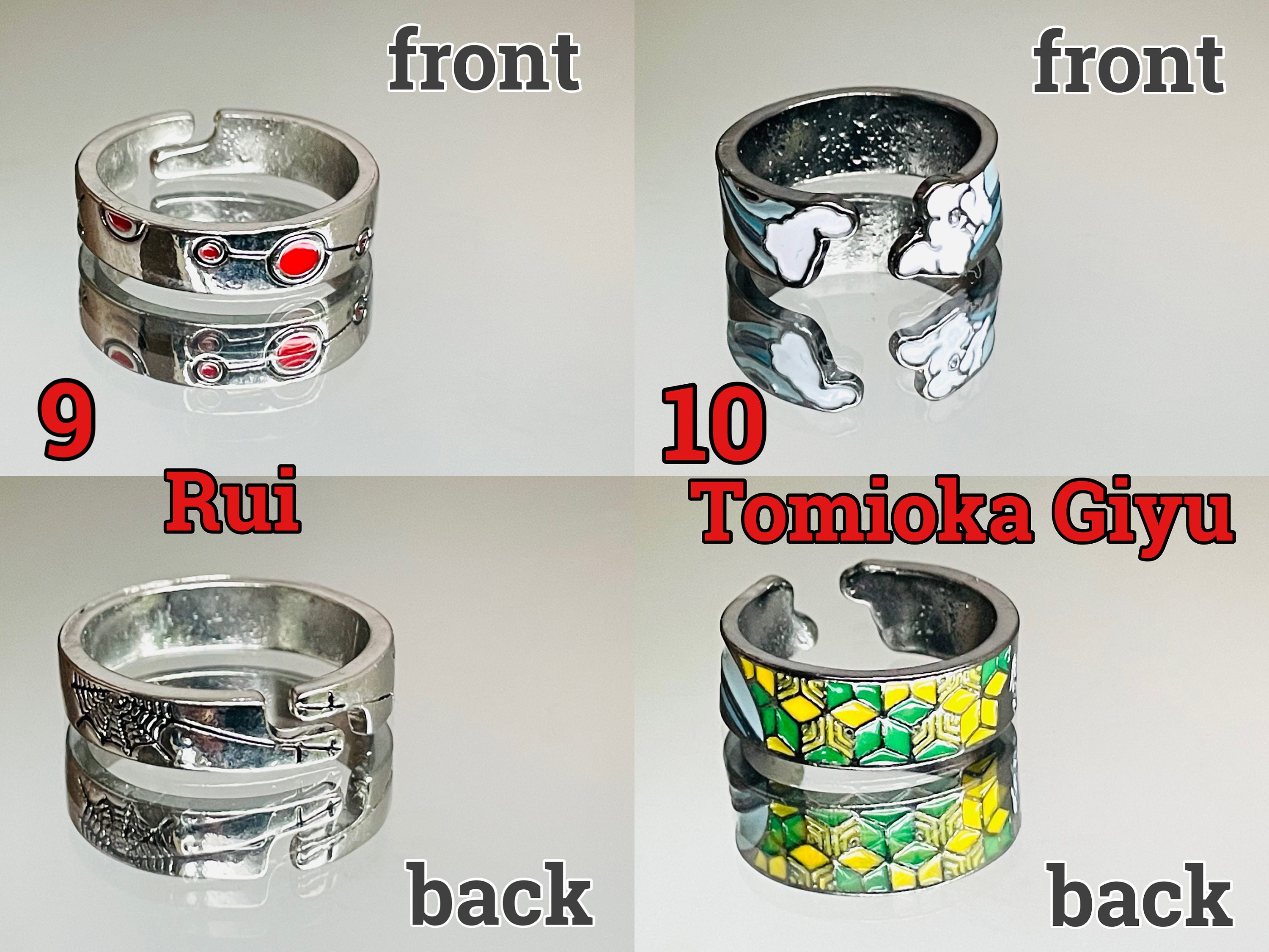 Personalised Anime Jewellery Gift Box: Demon Anime Adjustable Rings ...
