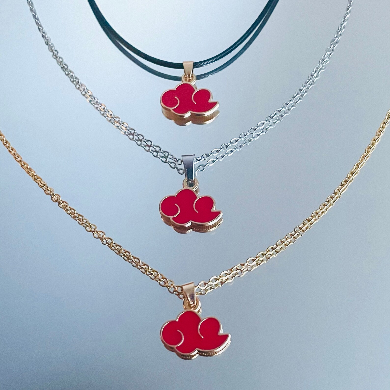 Naruto Pendant Necklace Red Cloud Anime Akatsuki Cloud Enamel Etsy