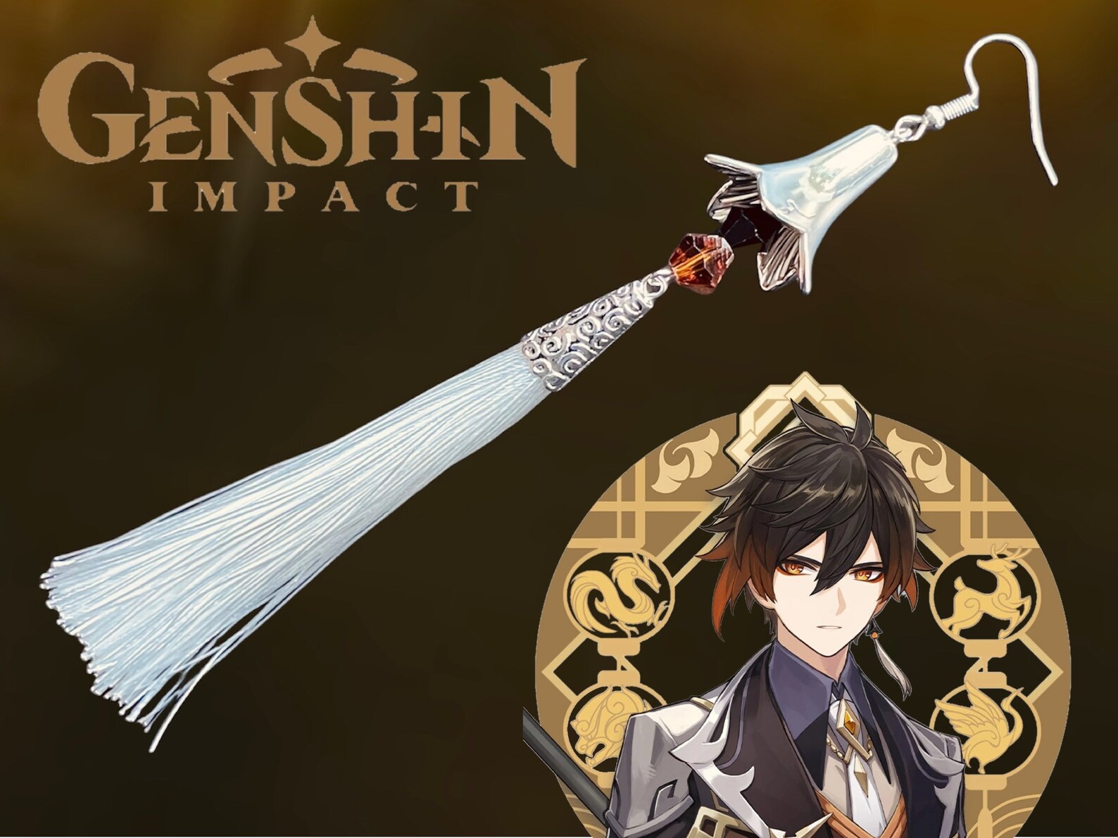 Genshin Impact Inspired Zhongli Long White Tassel and Faux Etsy Denmark