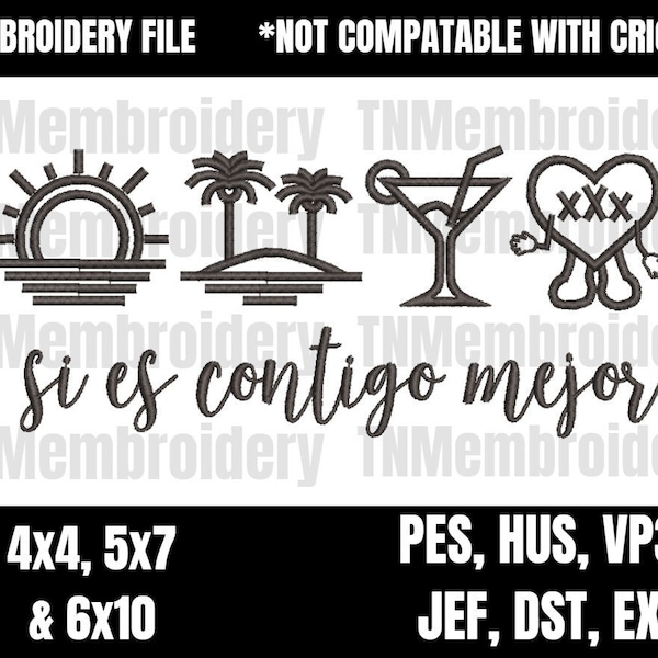 Bad Bunny Inspired Embroidery File - 3 Sizes - 6 Formats - Un Verano Sin Ti, Si Es Contigo Mejor