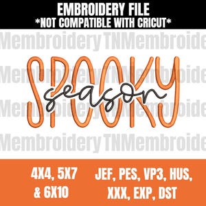 Spooky Season Halloween Embroidery File - 3 Sizes - 5 Formats - Spooky Szn, Fall Time, Pumpkins
