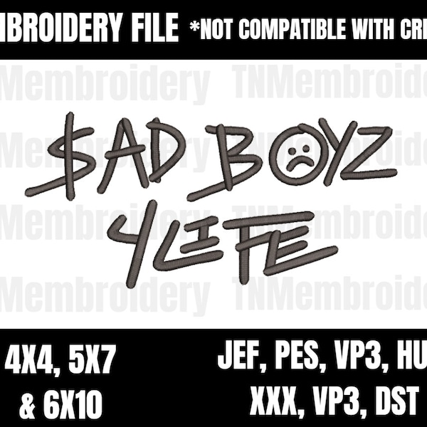 Junior H Sad Boyz Embroidery File - 3 Sizes, 7 Formats - Sad Boyz 4 Life