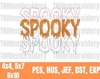 Spooky Drip Halloween Borduurbestand - 3 Maten - 5 Formaten - Spooky Season, Ghost, Skeleton