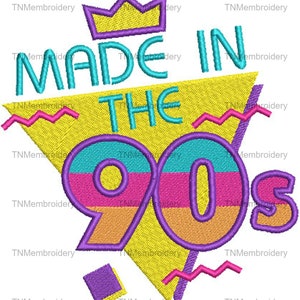 File di ricamo Made In The 90s - 3 dimensioni - 5 formati - Download digitale - 90s Baby