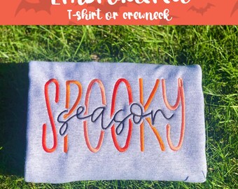 Spooky Season Embroidered Crewneck - Gradient, Fall, Halloween