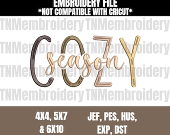 Cozy Season Embroidery File - 3 Sizes - 5 Formats - Spooky Szn, Fall Time