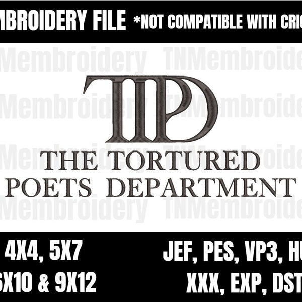 The Tortured Poets Department Embroidery File - 4 Sizes - All's Fair In Love And Poetry
