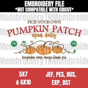 Archivo de bordado de huerto de calabazas – Diseño de cosecha de otoño (descarga digital)