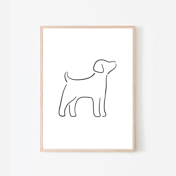 Minimalist dog art, Dog line art, Black and white, Instant Download
