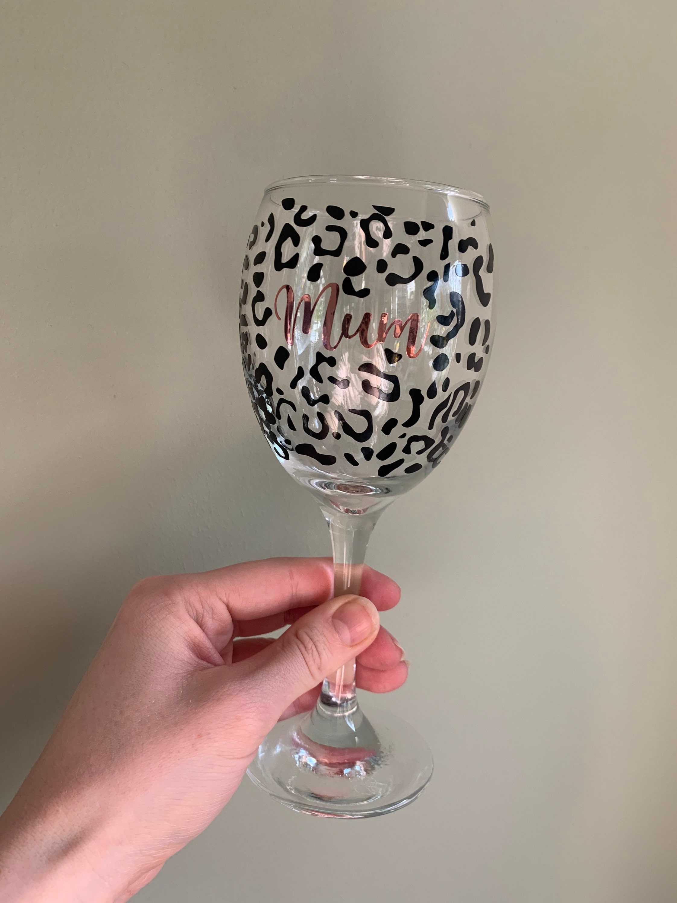 Personalised leopard print wine glass Etsy
