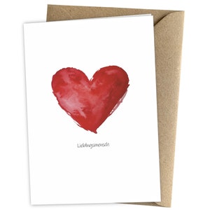 Liebeskarte Herzkarte - Liebevolle Karte mit Aquarellherz - Herzensmensch zum Valentinstag, Hochzeitstag, Jahrestag für Freundin & Freund