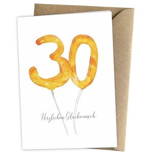 Herzfunkeln® Geburtstagskarte 30 Jahre für Frau & Mann - 30. runder Geburtstag - Umschlag aus Recyclingpapier - Happy Birthday Karte