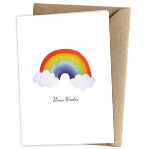 Herzfunkeln® Taufkarten für Mädchen und Jungen mit Regenbogen in DIN A6 - Kleines Wunder - Karte zur Taufe als Geschenk für Eltern