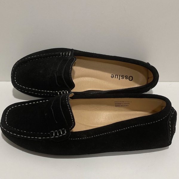 Osslue Women's Black Suede, Casual Loafers, Sizes 9 1/2, Used