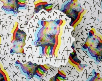 Adesivo de Vinil Gambá Gritando | Adesivo de Gambá AAAAA para Laptop | Adesivo de Gambá Gritando para Garrafa de Água | Adesivo Fofo de Gambá para Carro