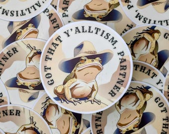Neurodivergent Cowboy Frog Sticker | Autistic Humor Decal